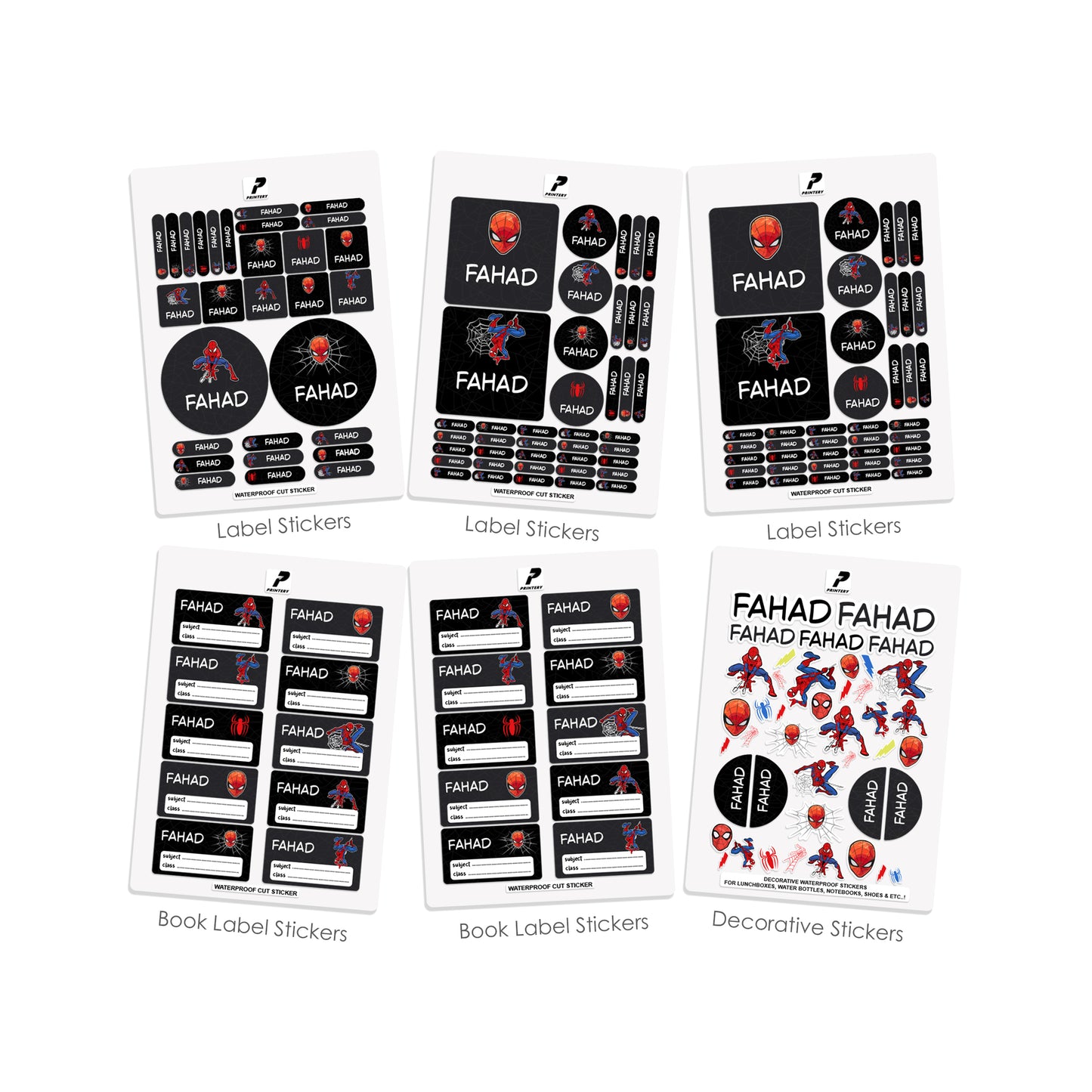 School Label Stickers Pack D182 - Spiderman
