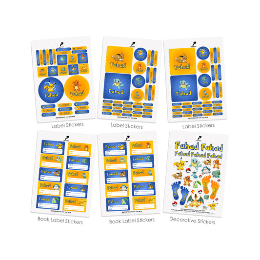School Label Stickers Pack D150 - Pokemon
