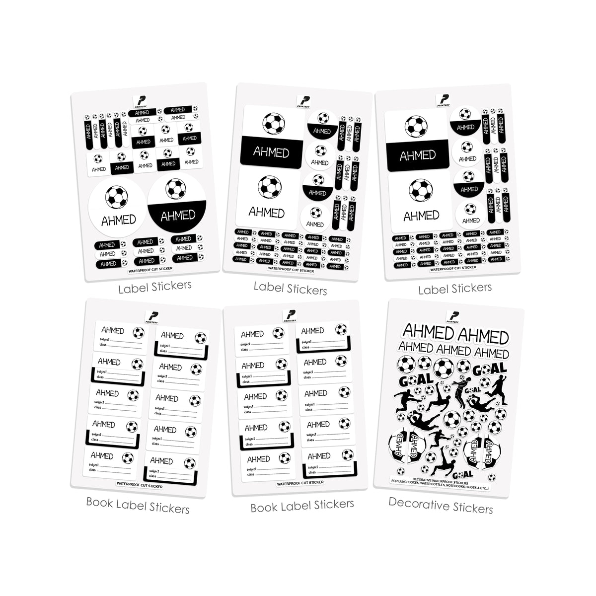School Label Stickers Pack D187 - Football
