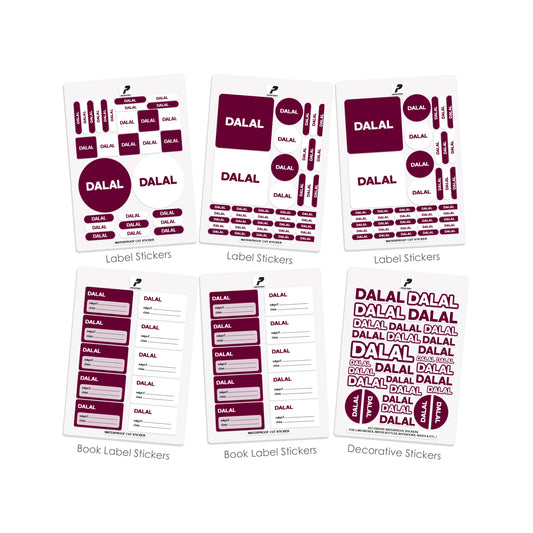 School Label Stickers Pack D186 - Burgundy
