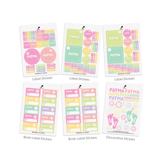 School Label Stickers Pack D149 - Pastel Sun