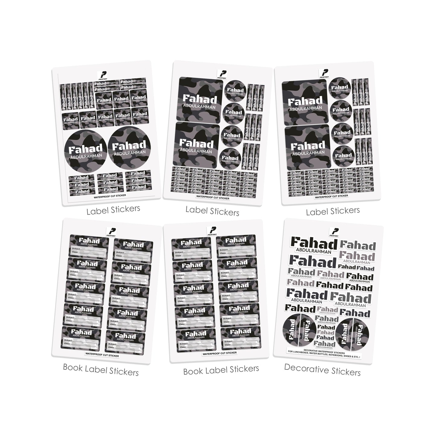 School Label Stickers Pack D184 - Army