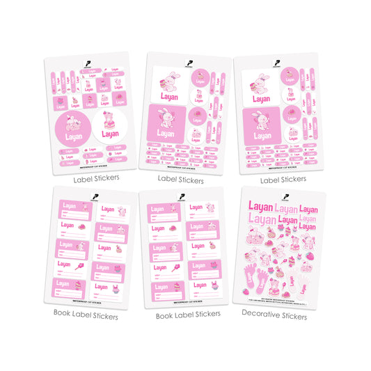 School Label Stickers Pack D151 - Rabbit & Bear
