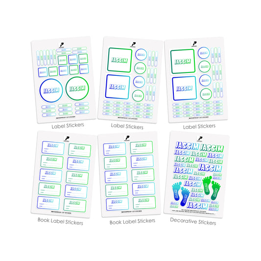School Label Stickers Pack D166 - Gradient Boys