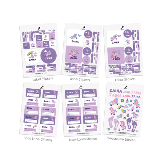 School Label Stickers Pack D103 - Unicorn