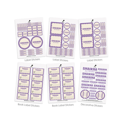 School Label Stickers Pack D170 - Purple
