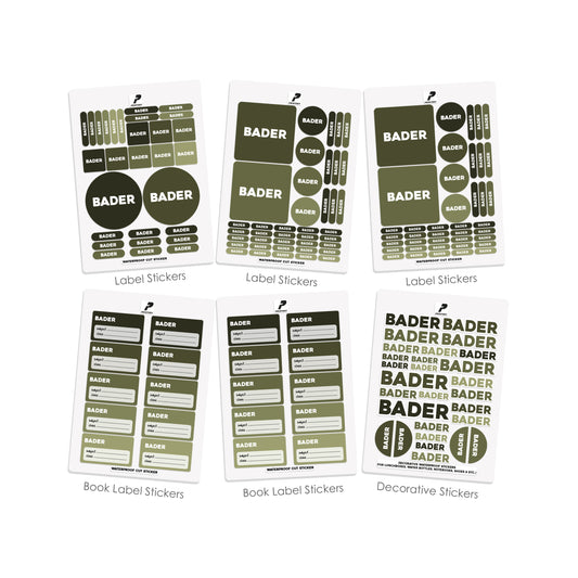 School Label Stickers Pack D188 - Olive