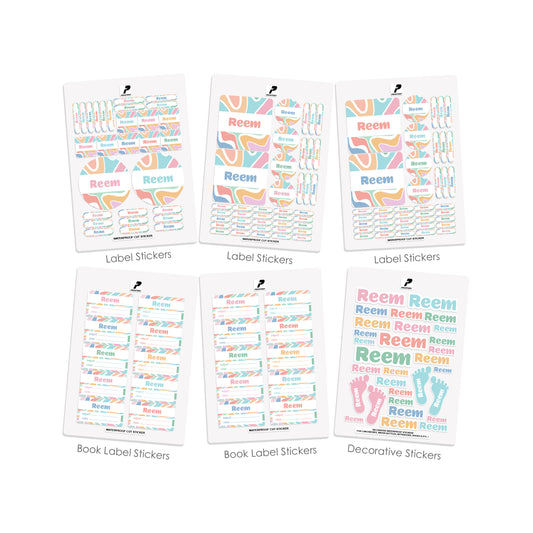 School Label Stickers Pack D164 - Color Waves
