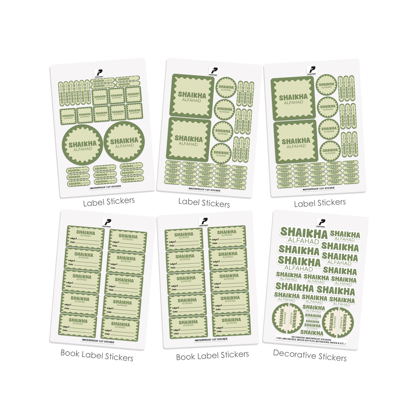 School Label Stickers Pack D170 - Green