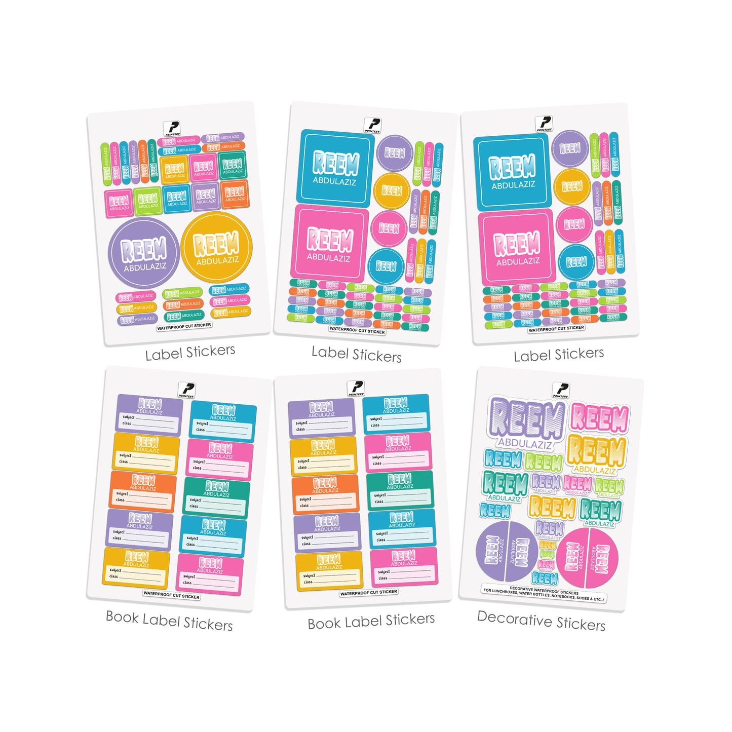 School Label Stickers Pack D171 Multi Color