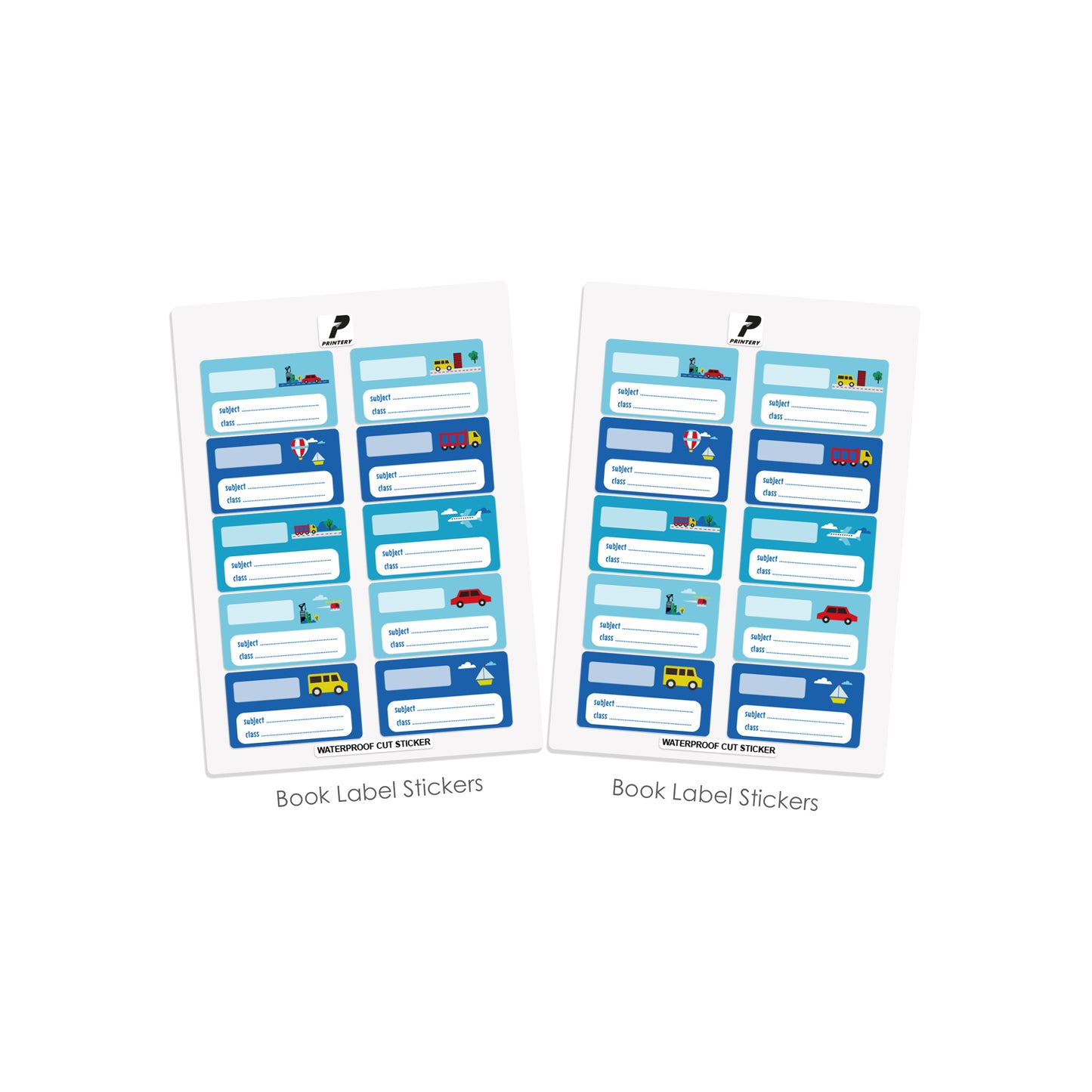 Ready to Buy School Label Pack D083 - Cars & Airplane