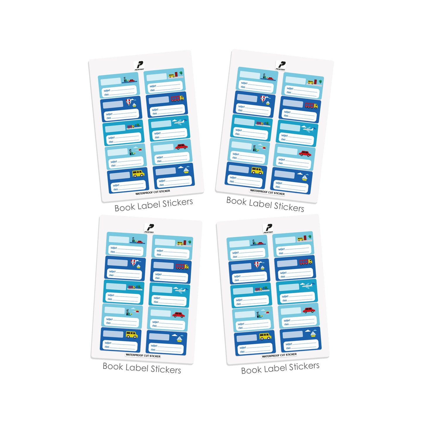 Ready to Buy School Label Pack D083 - Cars & Airplane