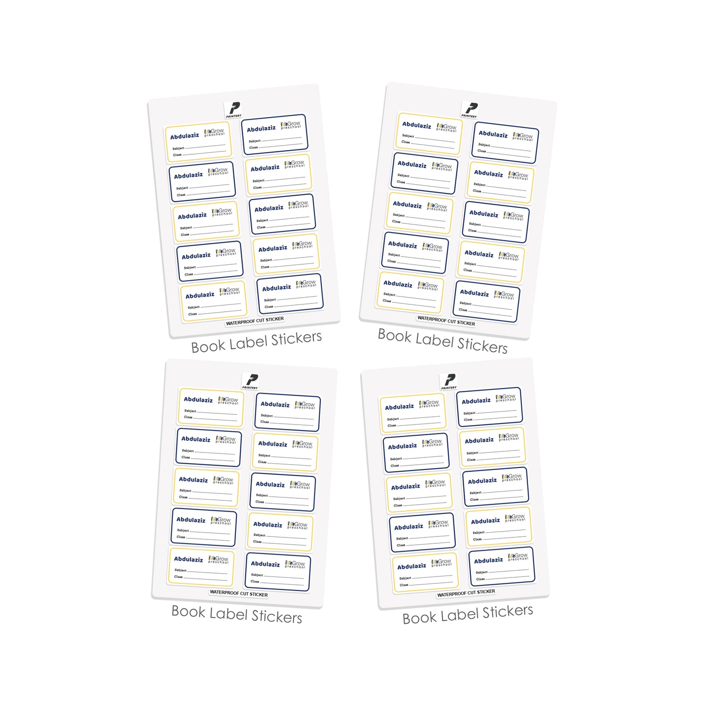 Grow Pre-School Customized Labels