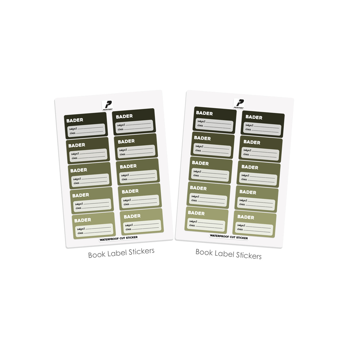 School Label Stickers Pack D188 - Olive
