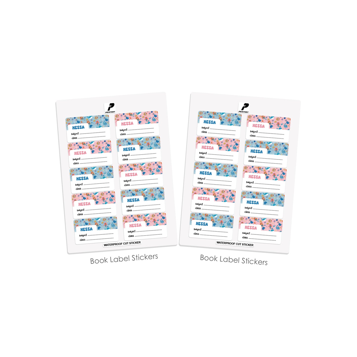 School Label Stickers Pack D113 - Whales and Mermaids