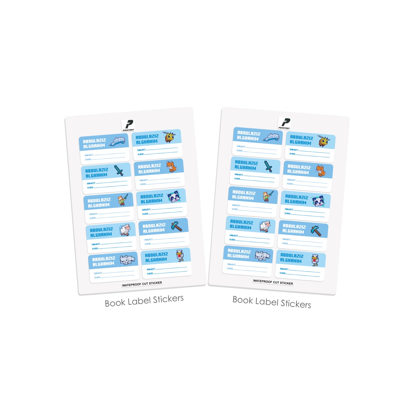 School Label Stickers Pack D181 - Minecraft