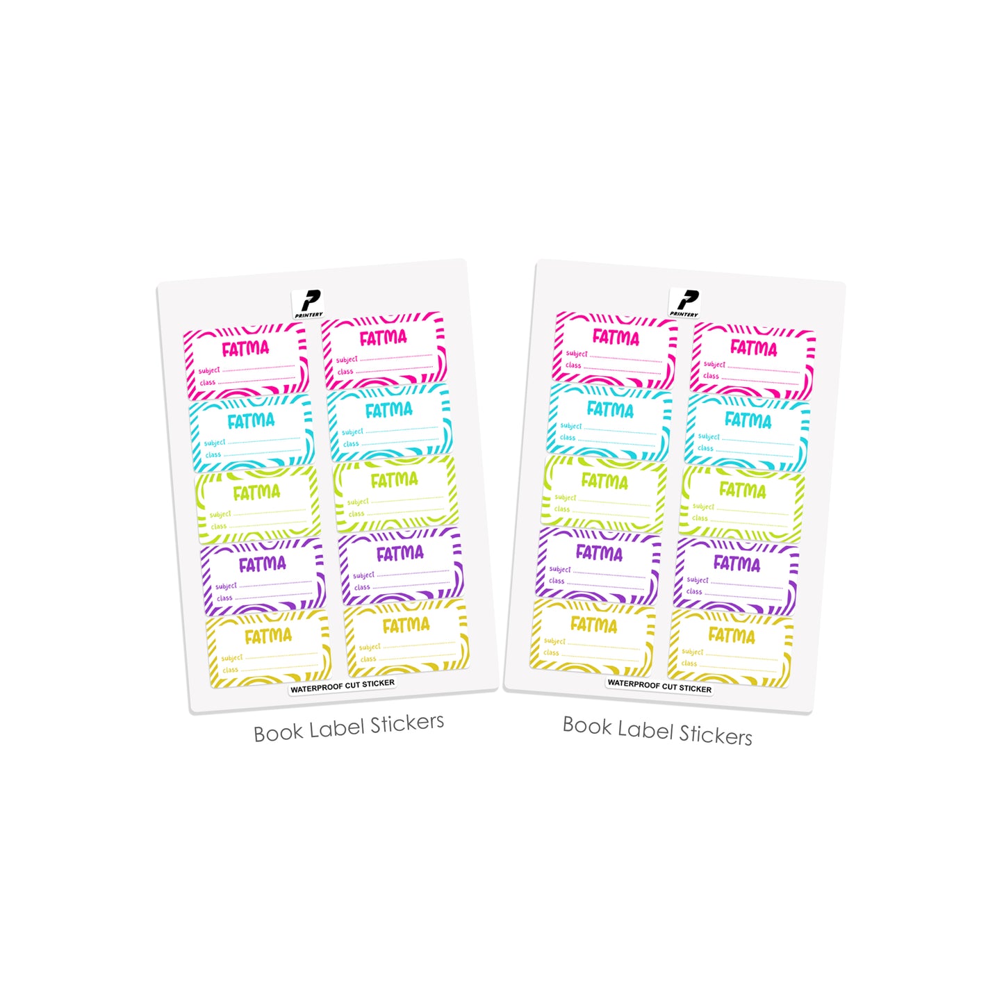 School Label Stickers Pack D145 - Bright Wave Pattern