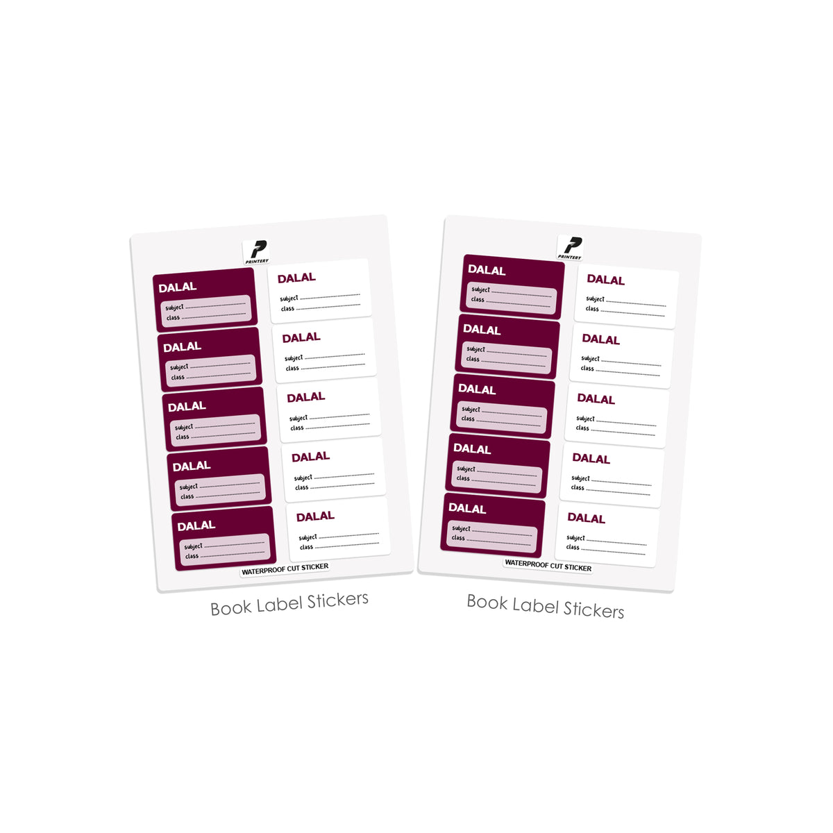 School Label Stickers Pack D186 - Burgundy