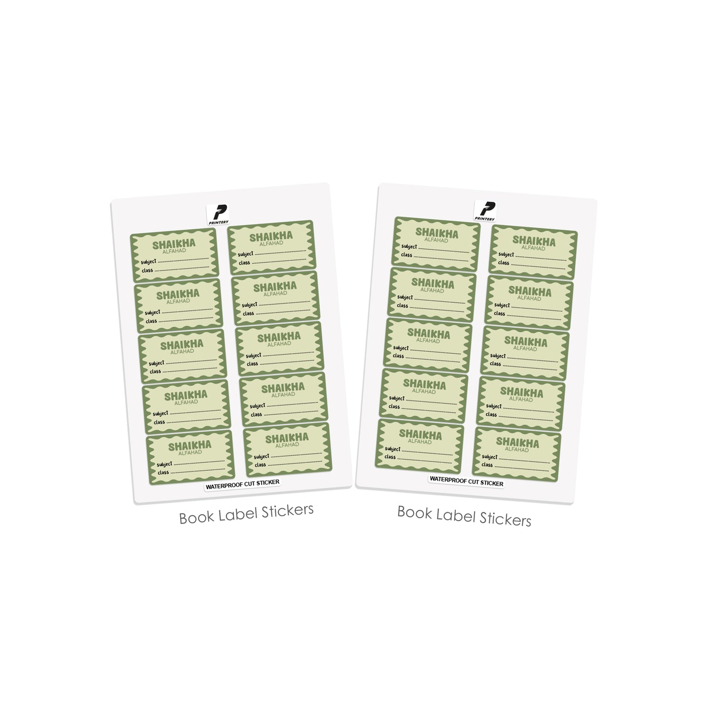 School Label Stickers Pack D170 - Green