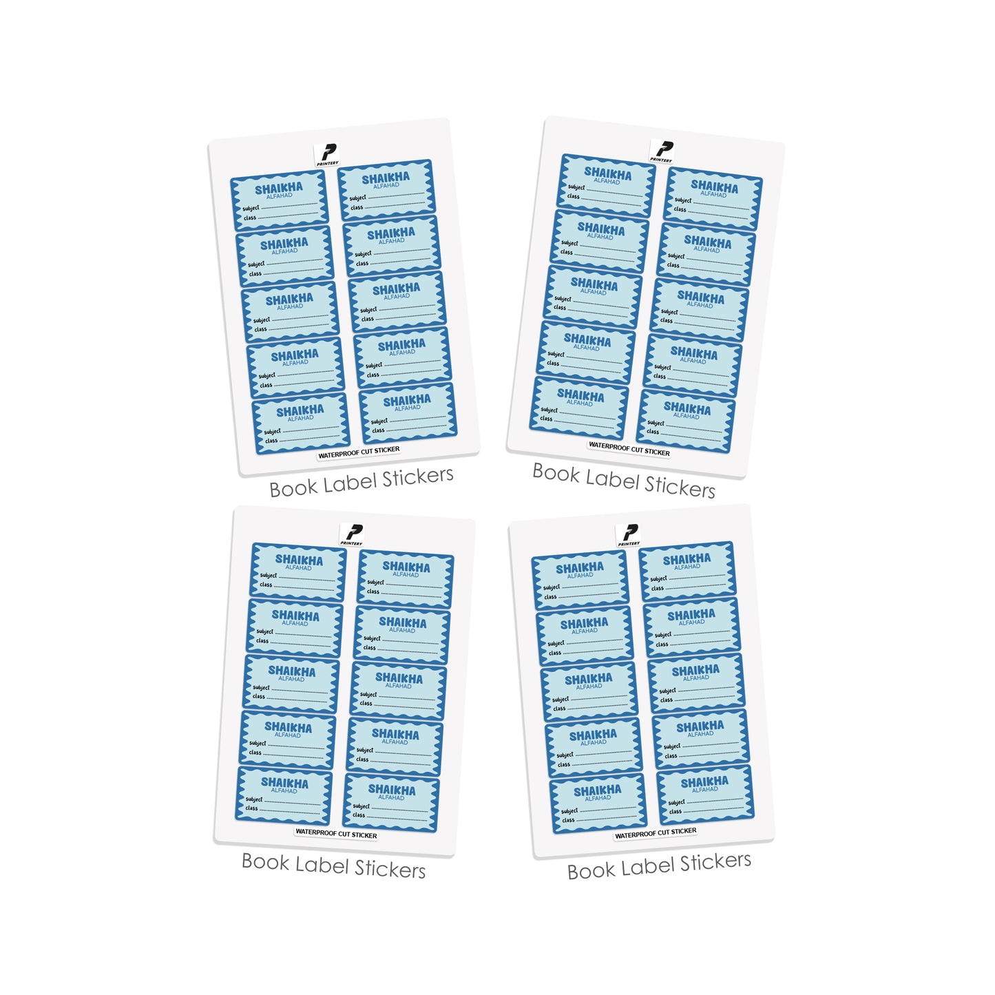 School Label Stickers Pack D170 - Blue