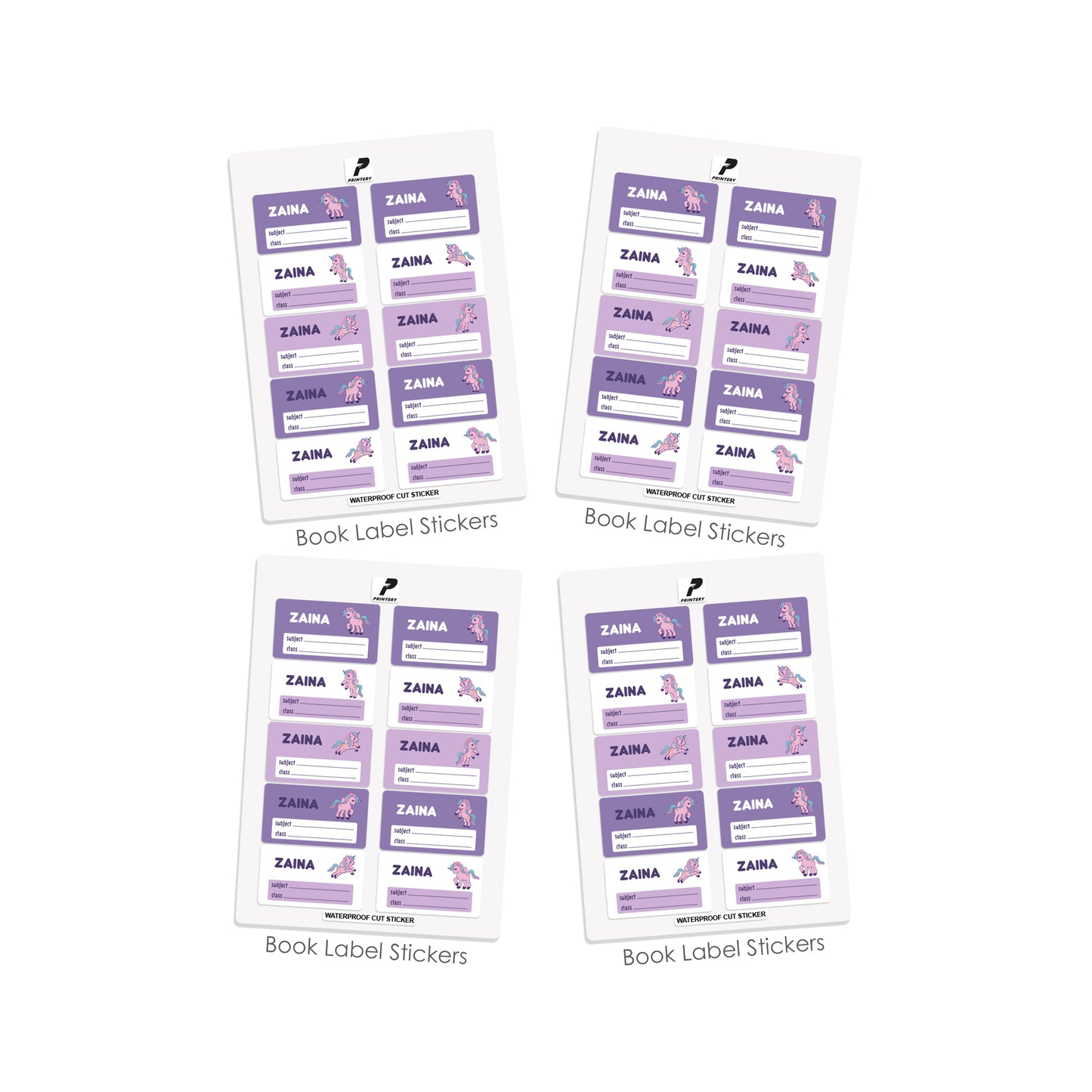 School Label Stickers Pack D103 - Unicorn