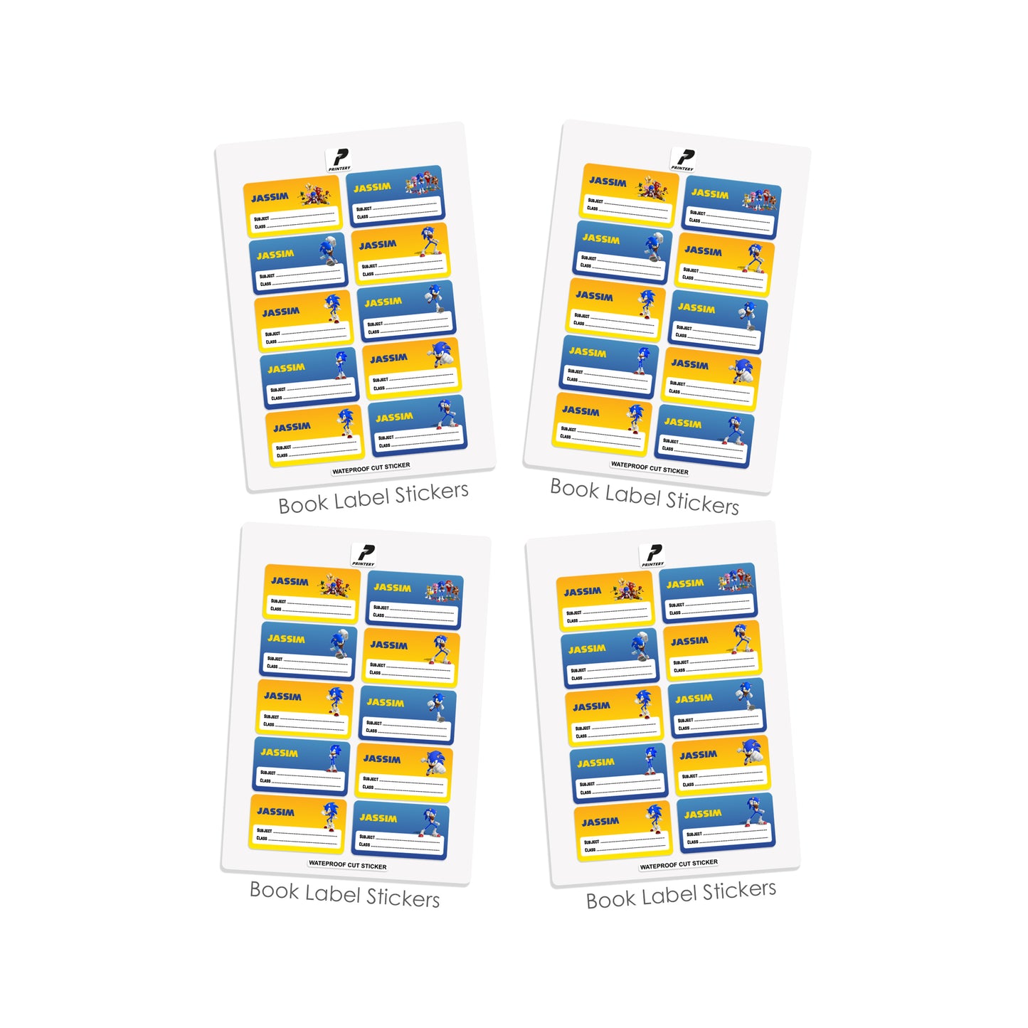 School Label Stickers Pack D123 - Sonic