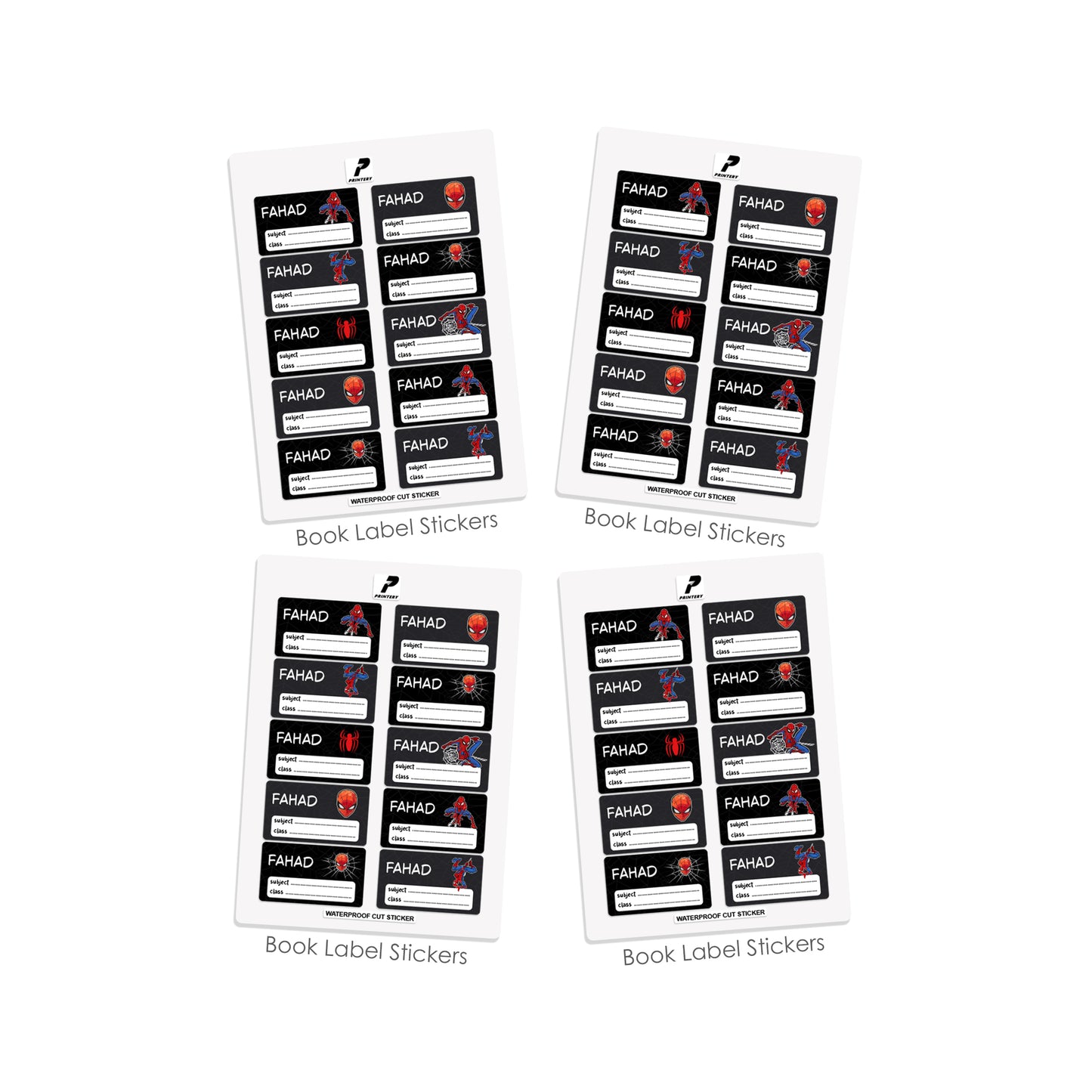 School Label Stickers Pack D182 - Spiderman