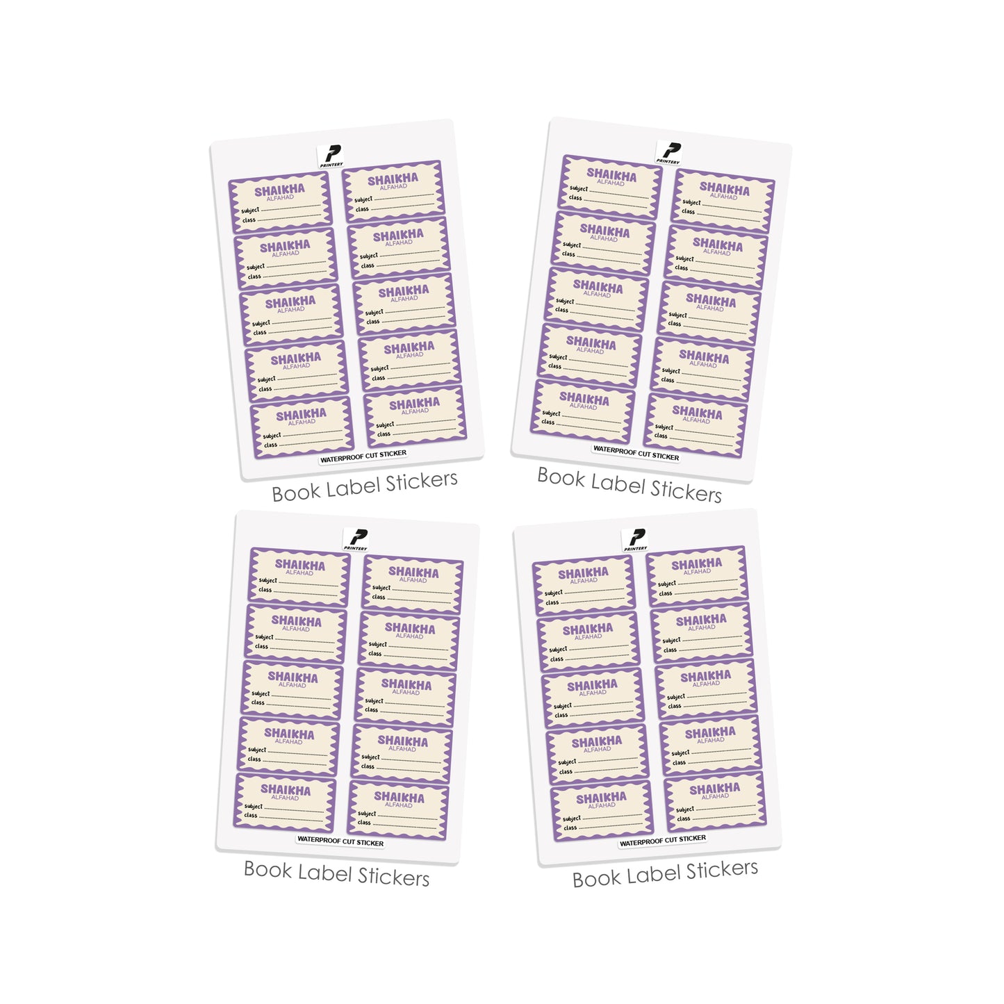 School Label Stickers Pack D170 - Purple