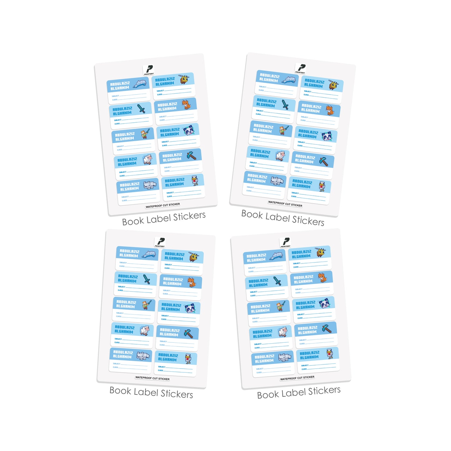 School Label Stickers Pack D181 - Minecraft