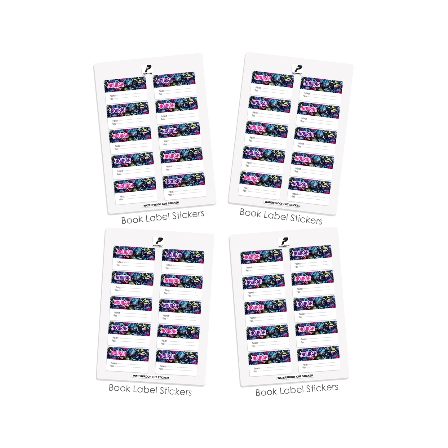 School Label Stickers Pack D118 - Butterfly
