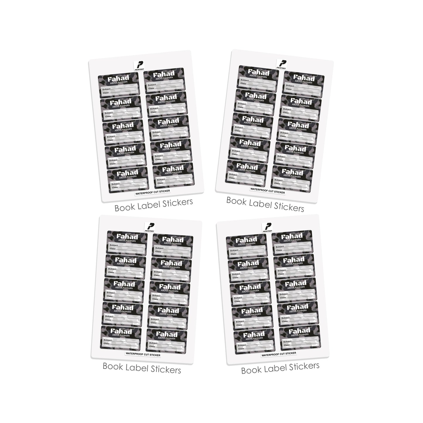 School Label Stickers Pack D184 - Army