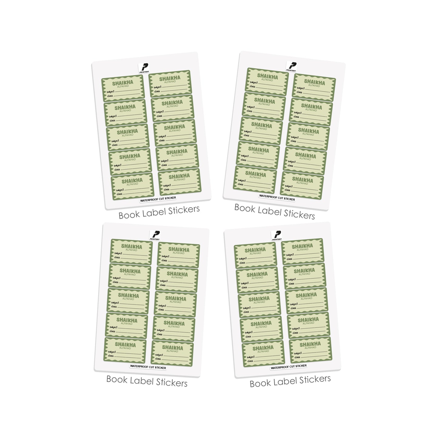 School Label Stickers Pack D170 - Green