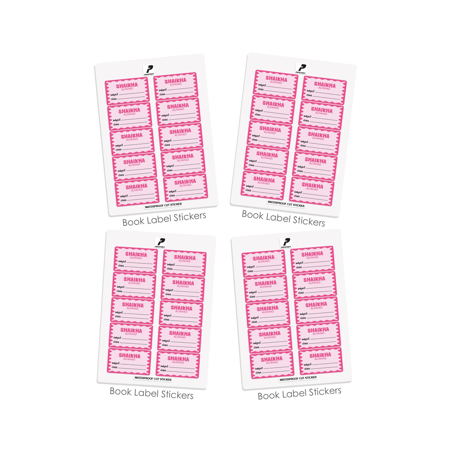 School Label Stickers Pack D170 - Pink
