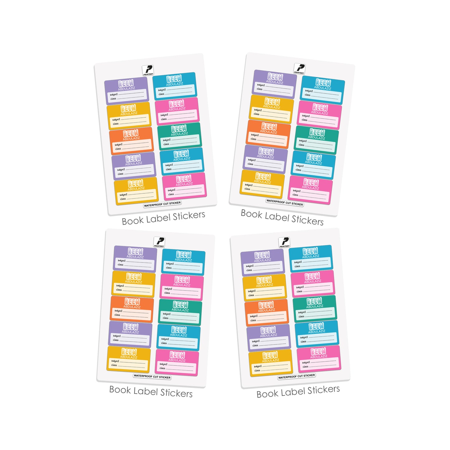 School Label Stickers Pack D171 Multi Color