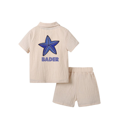Summer Collar Shirt Set Star Fish