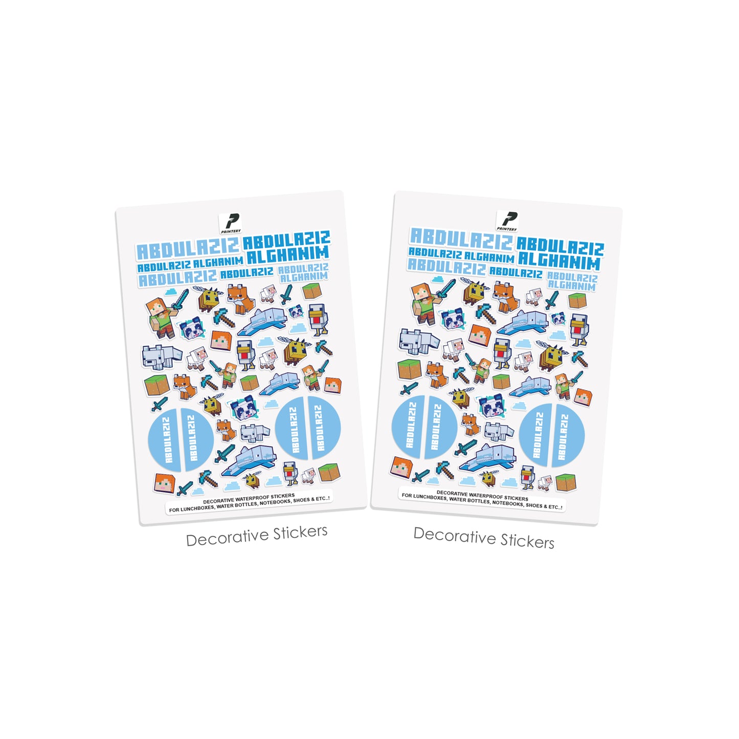 School Label Stickers Pack D181 - Minecraft