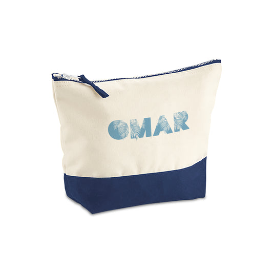 Natural/Blue Organic Accessory Bag D05