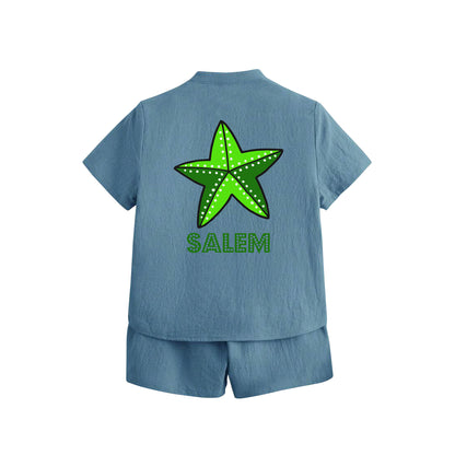Light Blue Summer Shirt Set Star Fish