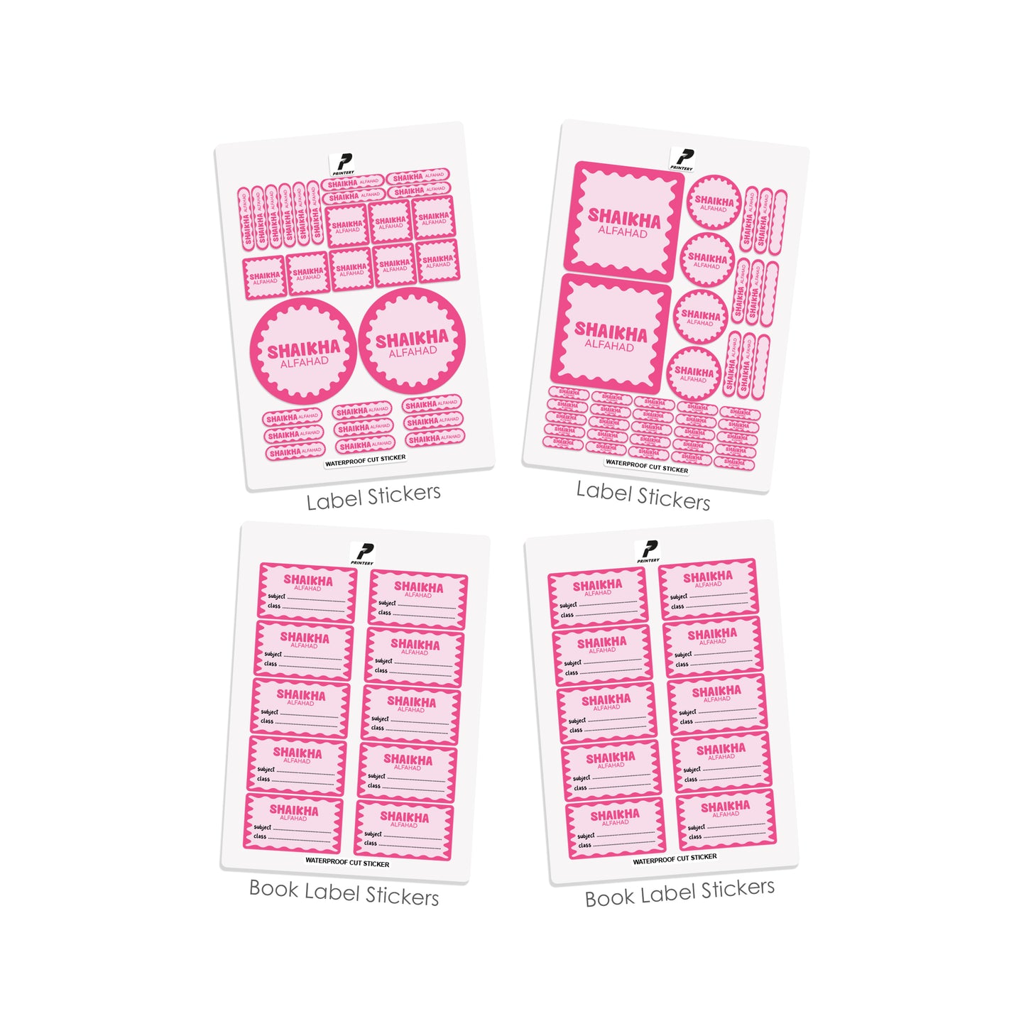 School Label Stickers Pack D170 - Pink