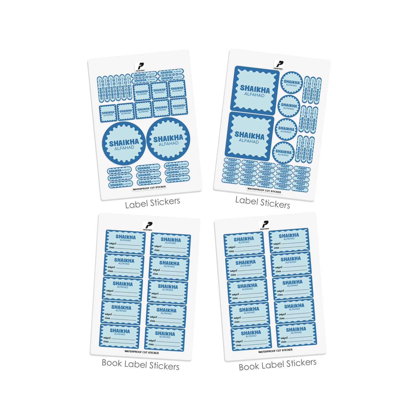 School Label Stickers Pack D170 - Blue