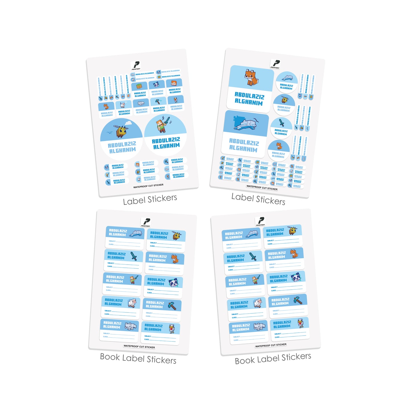 School Label Stickers Pack D181 - Minecraft