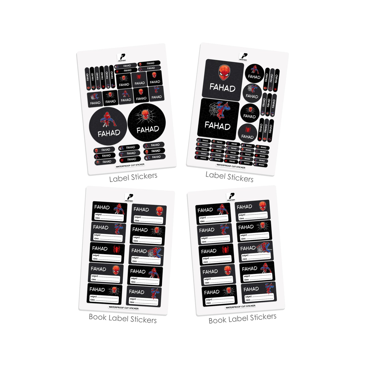 School Label Stickers Pack D182 - Spiderman