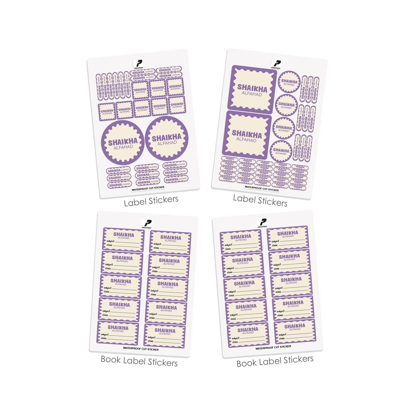 School Label Stickers Pack D170 - Purple