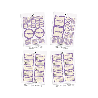 School Label Stickers Pack D170 - Purple