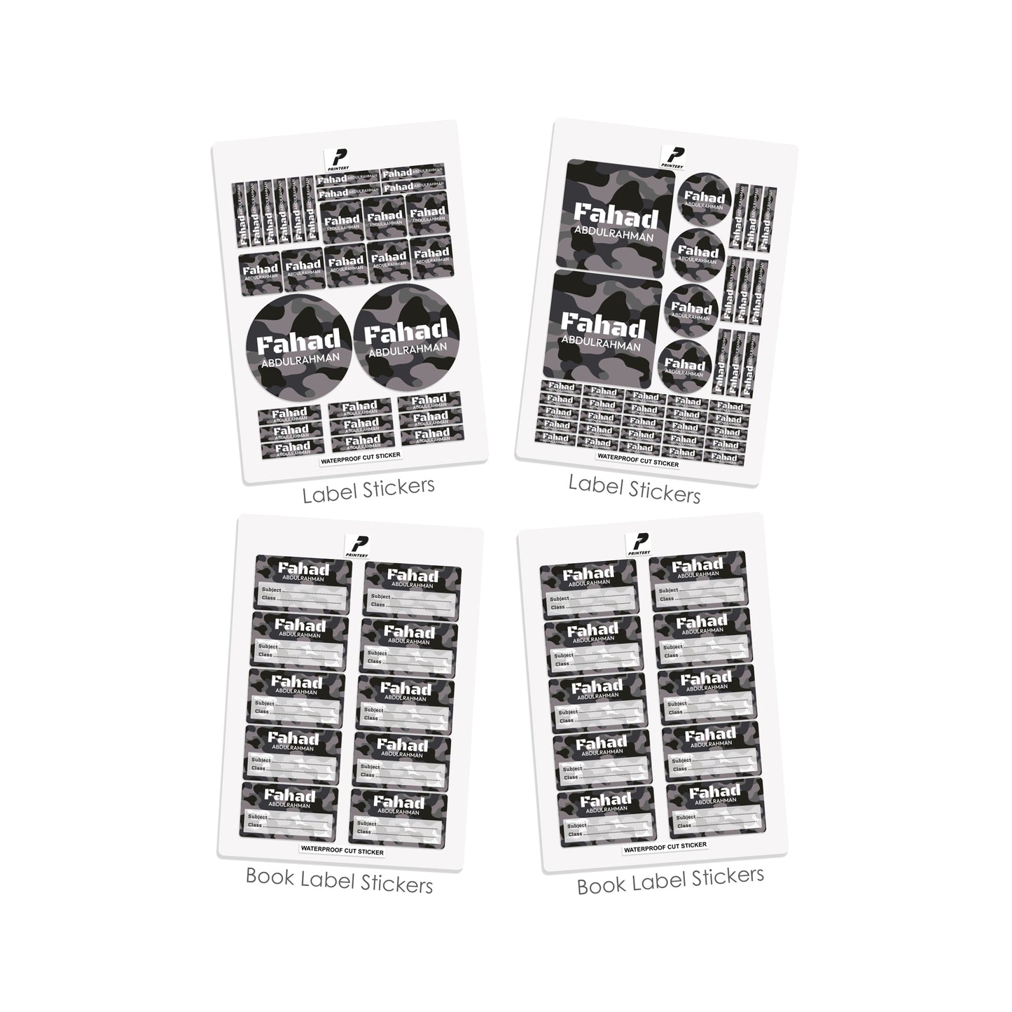 School Label Stickers Pack D184 - Army