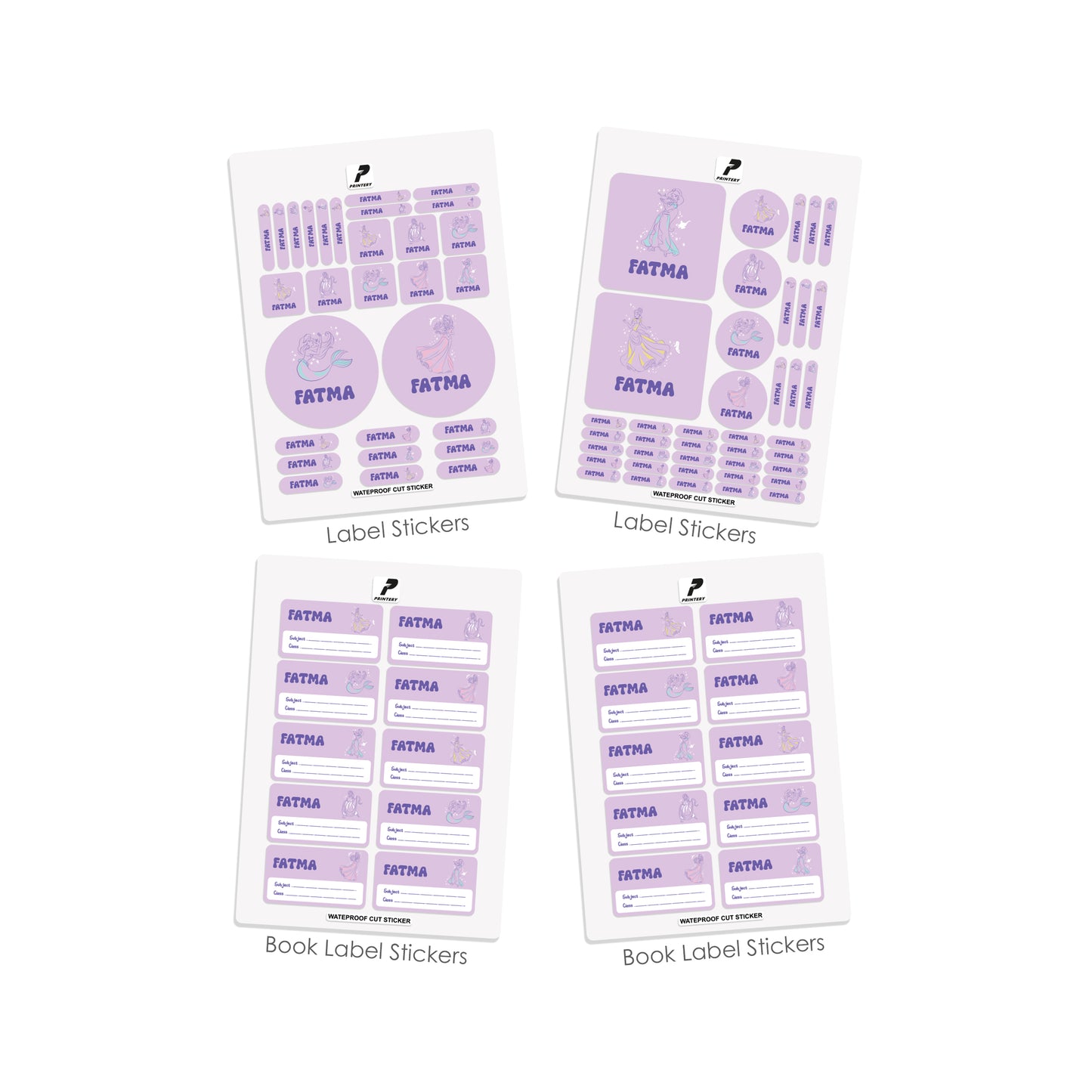 School Label Stickers Pack D115 - Princess
