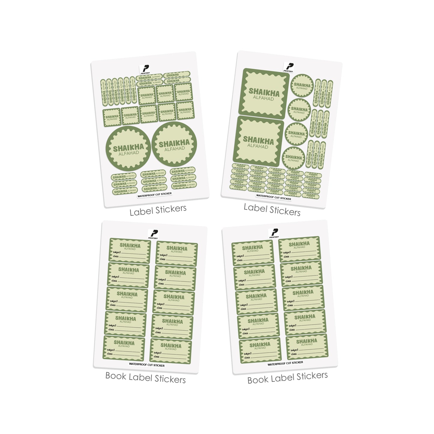 School Label Stickers Pack D170 - Green