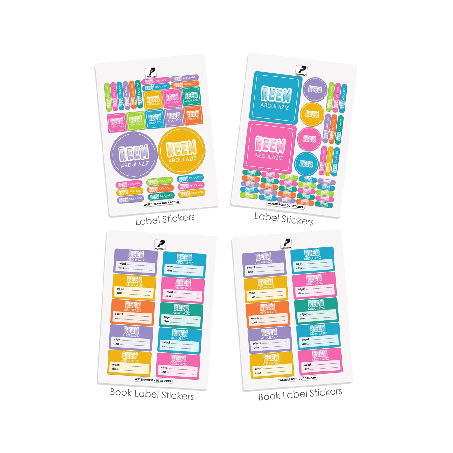 School Label Stickers Pack D171 Multi Color