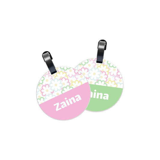 School Tags D162 - Flower Pattern