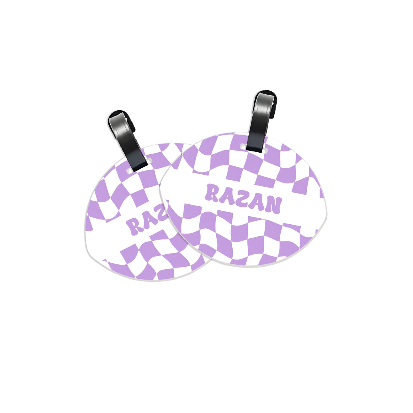 School Tags D147 - Purple Retro Check Pattern
